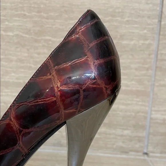 Stuart Weitzman UGC size 9 Dark Red Croc-Patterned Heels stiletto vintage - Picture 13 of 14